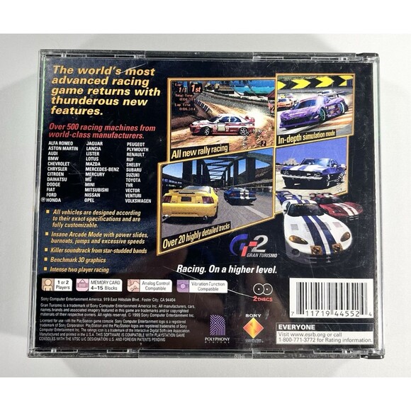 Gran Turismo 2  PlayStation 1 Greatest Hits Disc & Case No Manual Tested - Picture 2 of 9